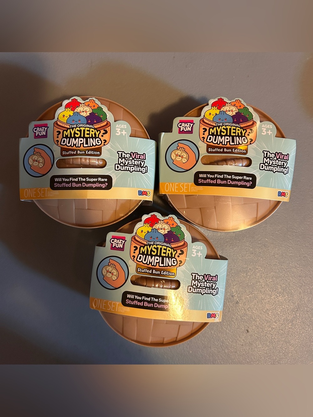 VIRAL RMS Crazy Fun Mystery Dumpling Squishy - Stuffed Bun Edition Set of 3 NEW